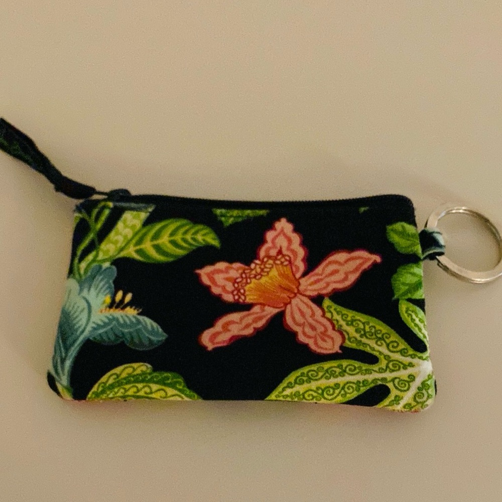 Vera Bradley Green Lined Small Change Purse/Wristlet/Wallet